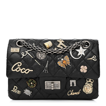 Chanel Aged Calfskin Lucky Charms 2.55 Reissue 224 Flap Black 1 of 13