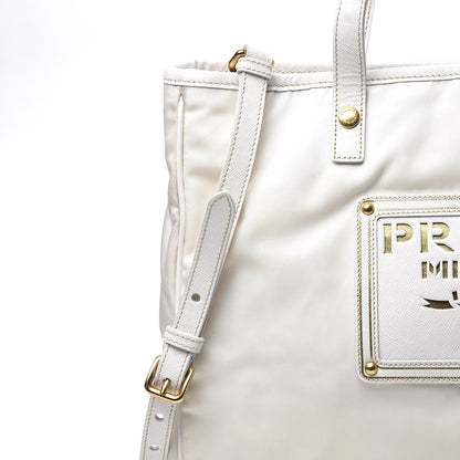 Prada Tessuto Nylon Oro Tote White 10 of 11