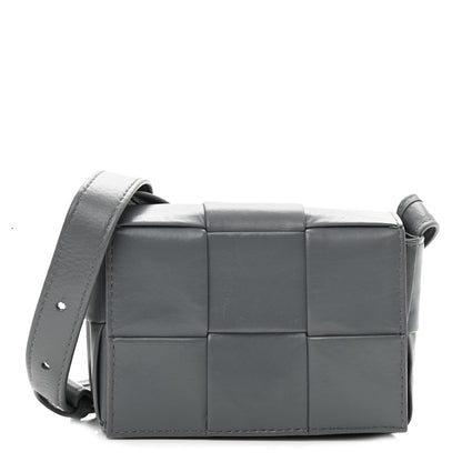 Bottega Veneta Crinkled Lambskin Maxi Intrecciato Extra Mini Cassette Crossbody Bag Grey 1 of 11