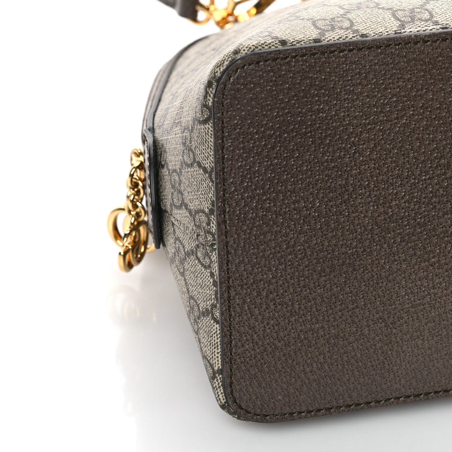GG Supreme Monogram Web Medium Ophidia Top Handle Dome Bag Brown
