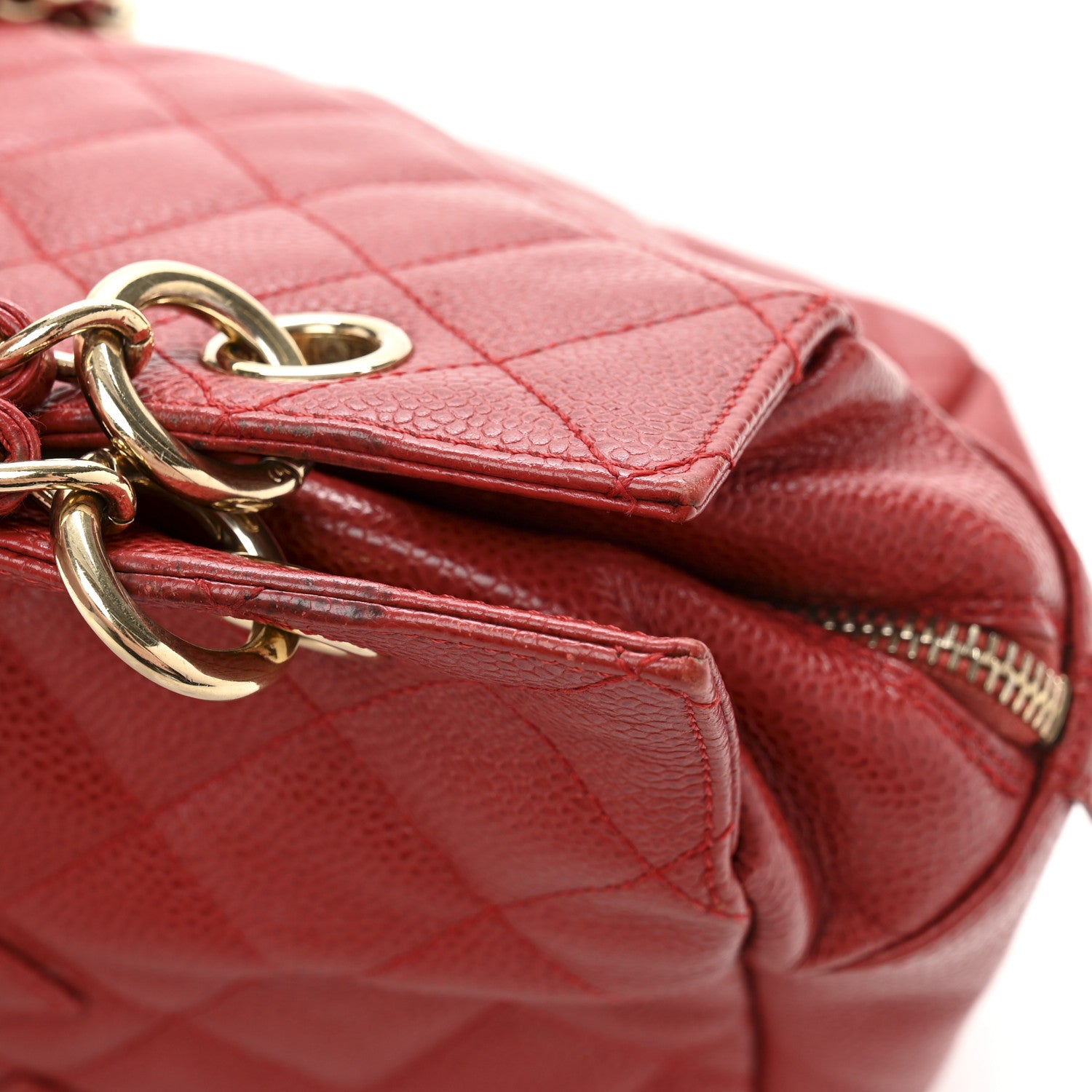 Chanel Caviar Quilted Petit Timeless Shopping Tote PTT Red 12 of 13