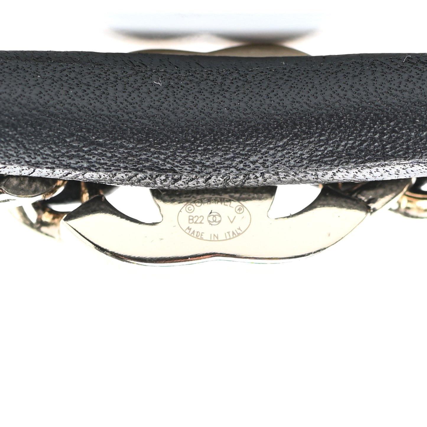 Metal Lambskin CC Turnlock Chain Headband Gold Black