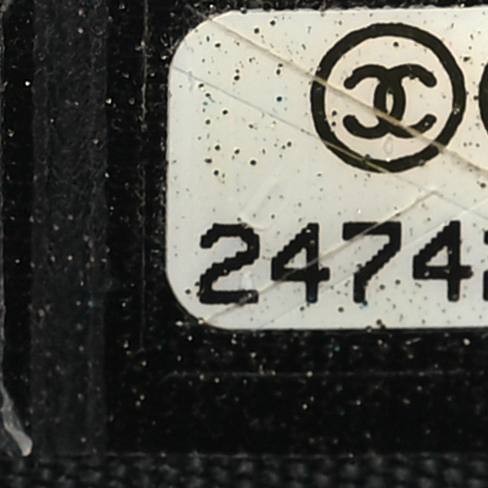 Caviar Chevron Small Boy Clutch With Chain Black