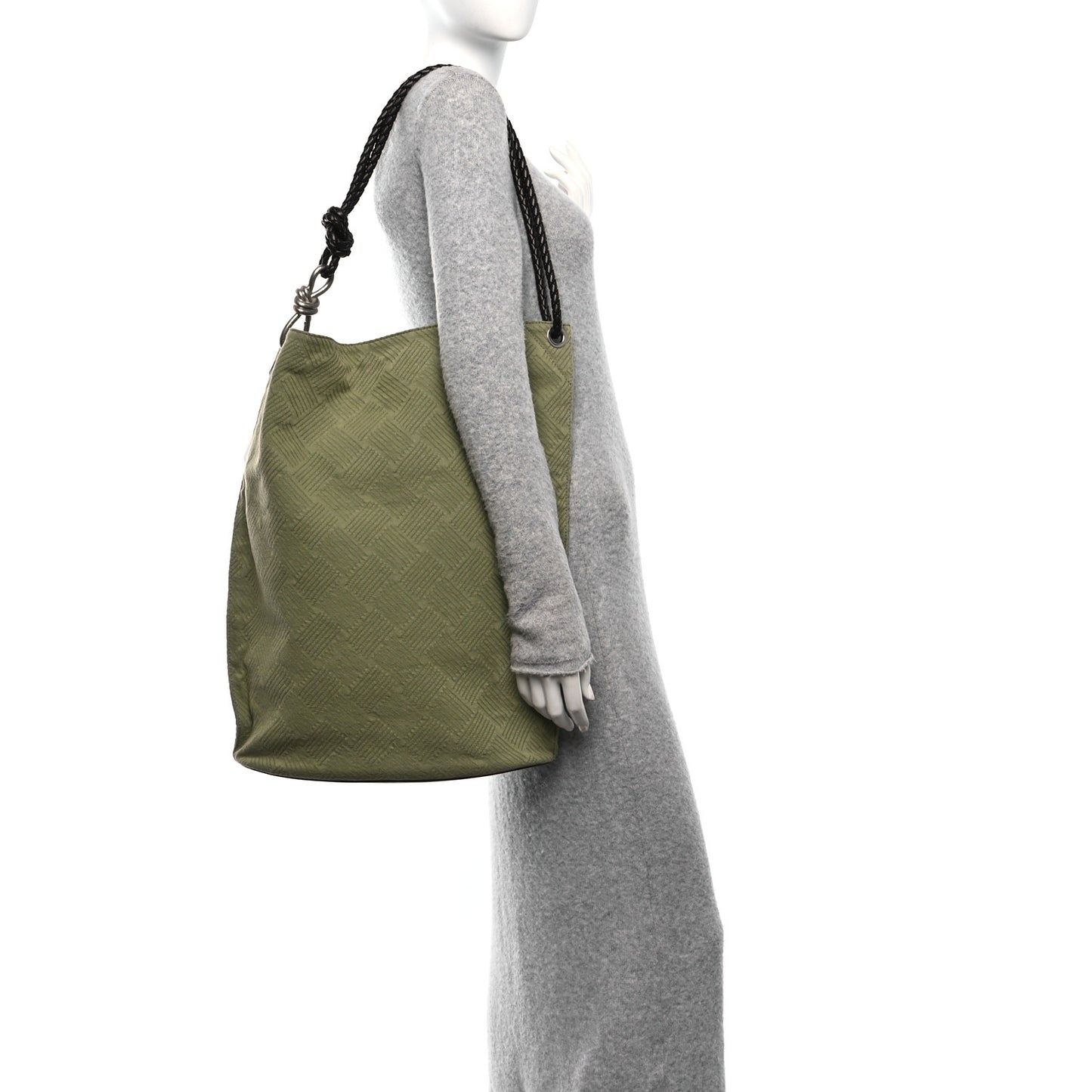 Jacquard Canvas Avenue Knot Tote Crocodile Ebano