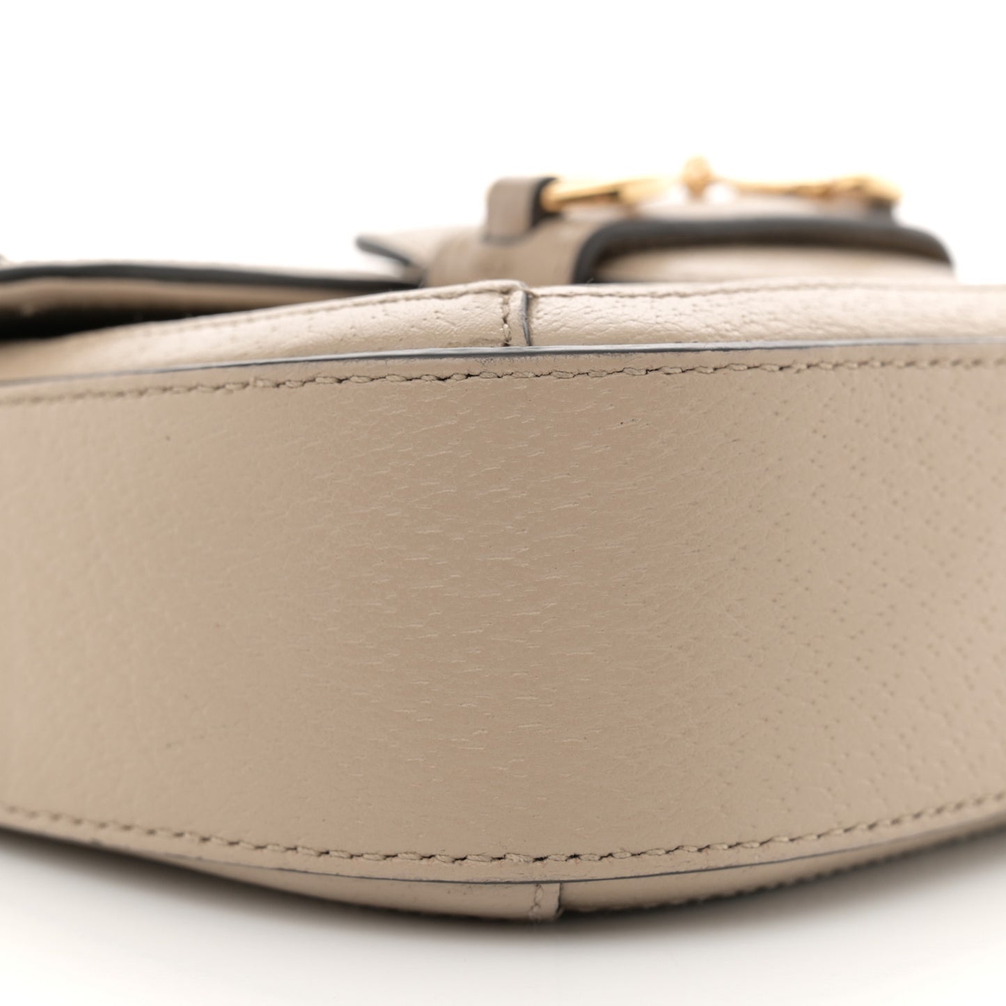 GG Supreme Monogram Textured Dollar Calfskin Web Mini Horsebit 1955 Shoulder Bag Beige Mystic White Oatmeal