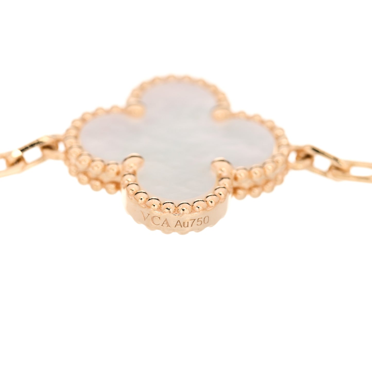 18K Yellow Gold Mother of Pearl 5 Motifs Vintage Alhambra Bracelet