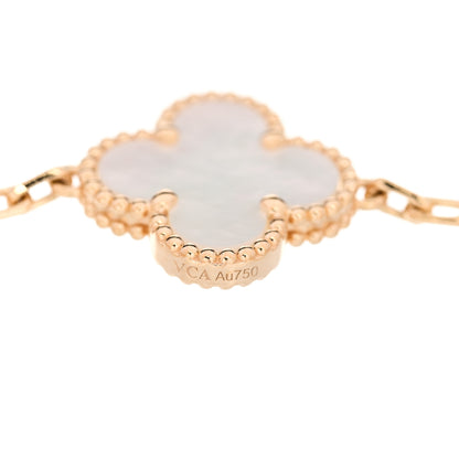 Van Cleef & Arpels 18K Yellow Gold Mother of Pearl 5 Motifs Vintage Alhambra Bracelet 4 of 5
