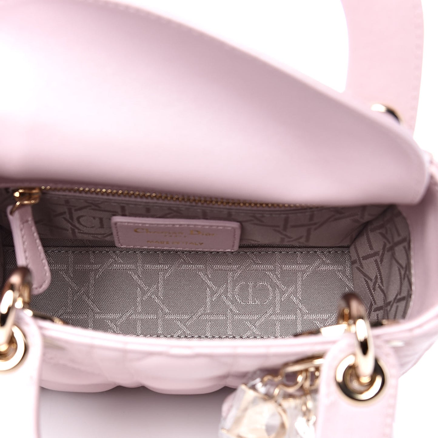 Metallic Lambskin Cannage Mini Lady Dior Lotus