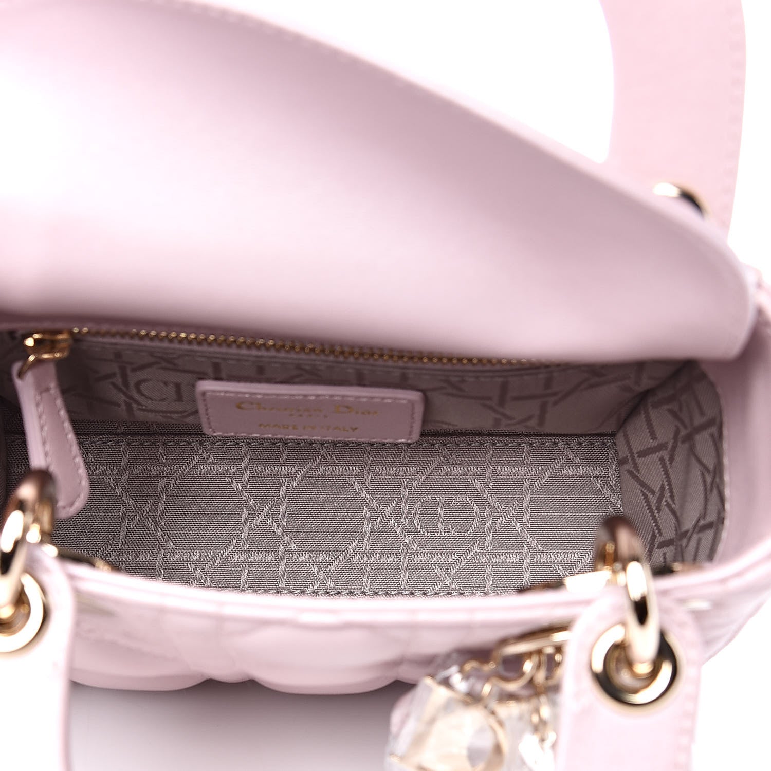 Christian Dior Metallic Lambskin Cannage Mini Lady Dior Lotus 5 of 10