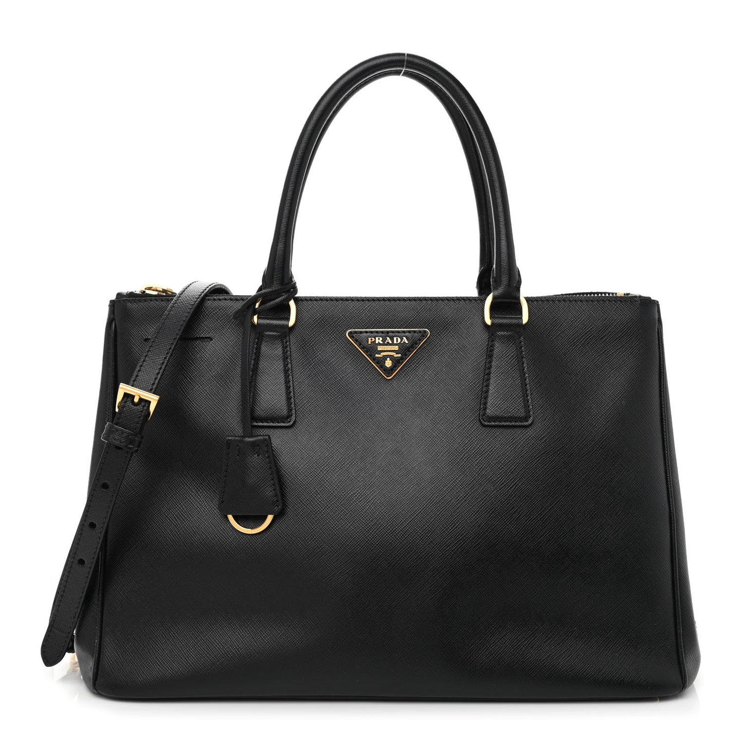 Saffiano Medium Galleria Double Zip Tote Black