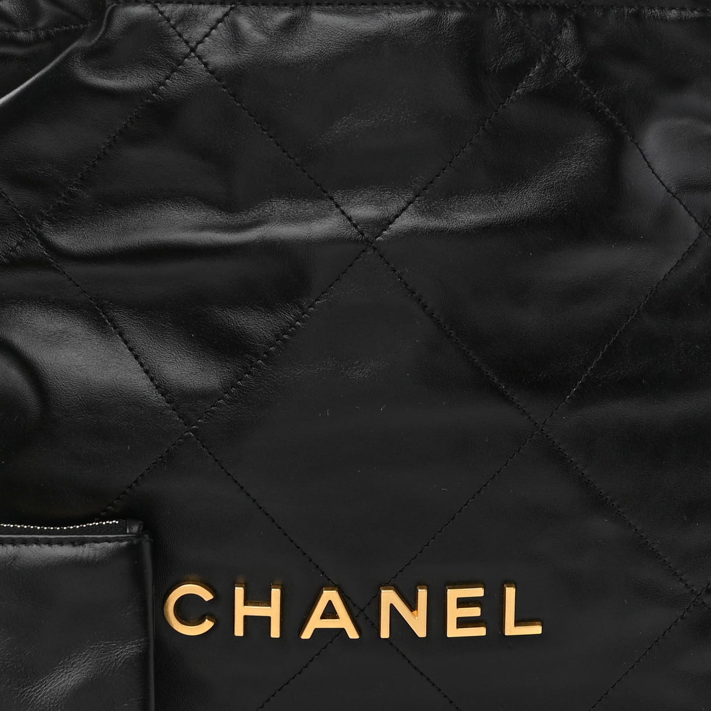Shiny Calfskin Quilted Chanel 22 Black