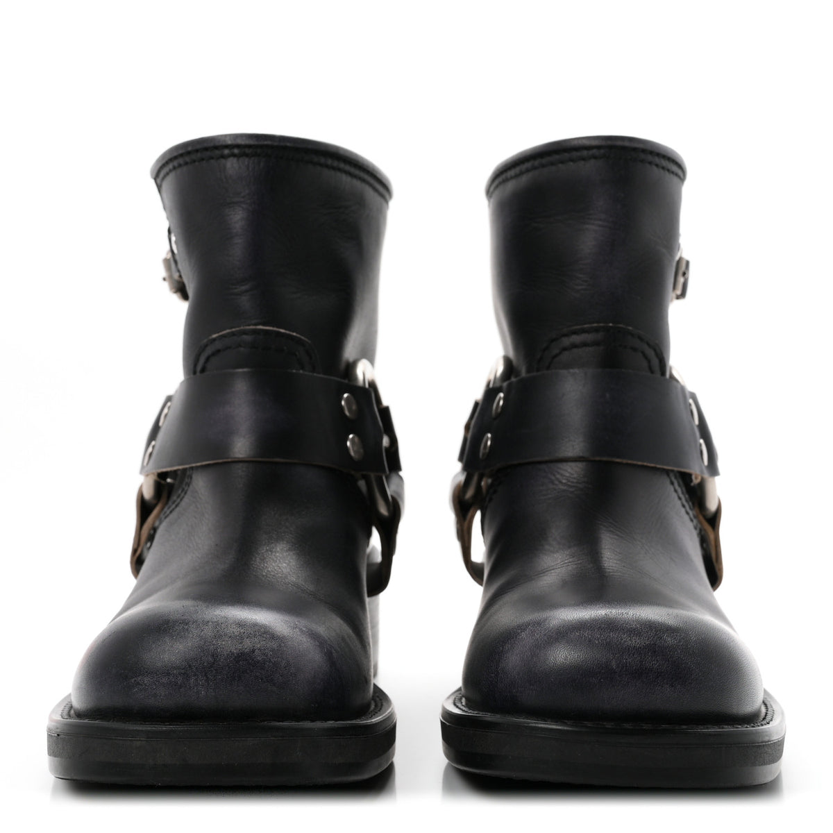 Miu Miu Vitello Deco Harness Enigneer Boots 37.5 Black 3 of 10