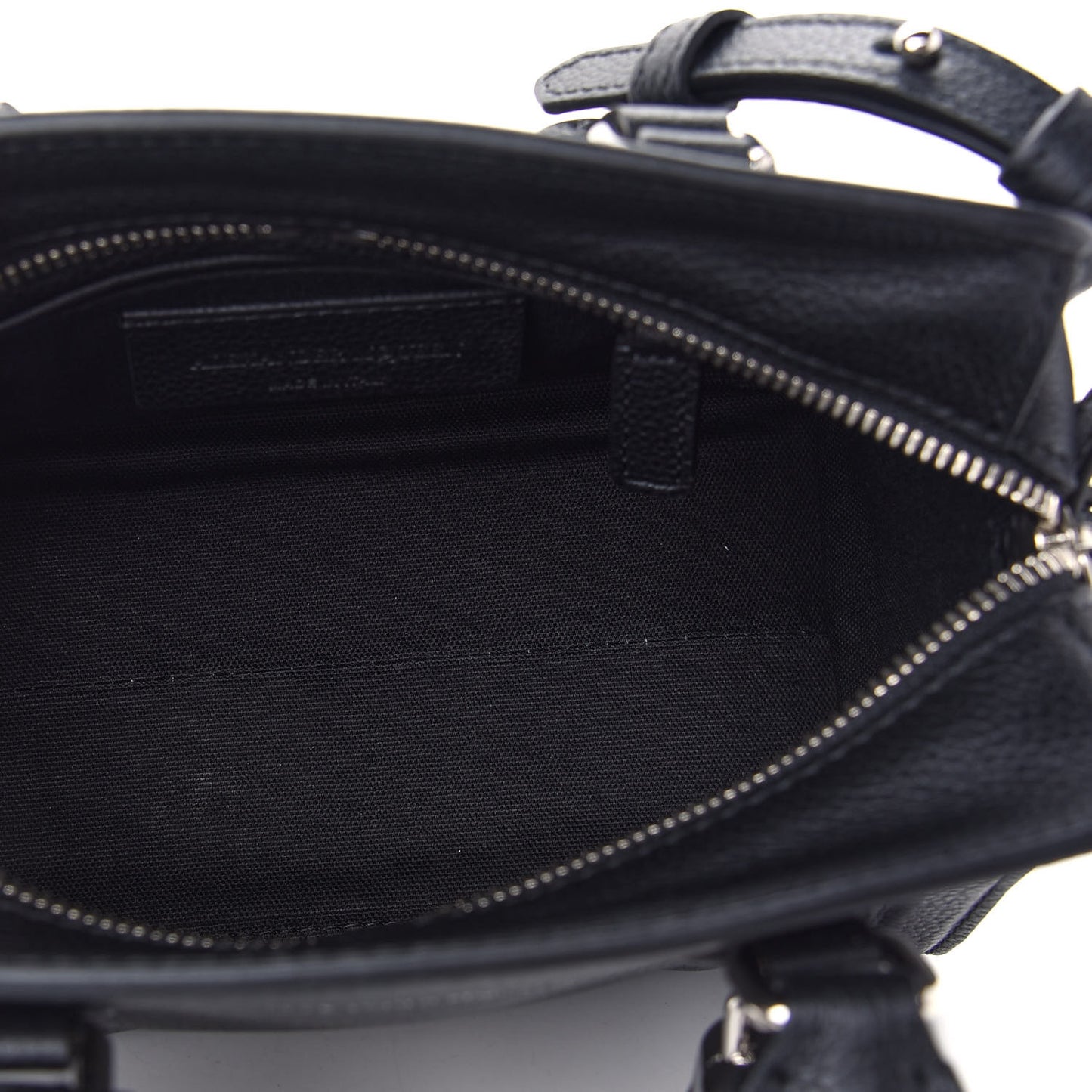 Pebbled Calfskin Mini Padlock Tote Black