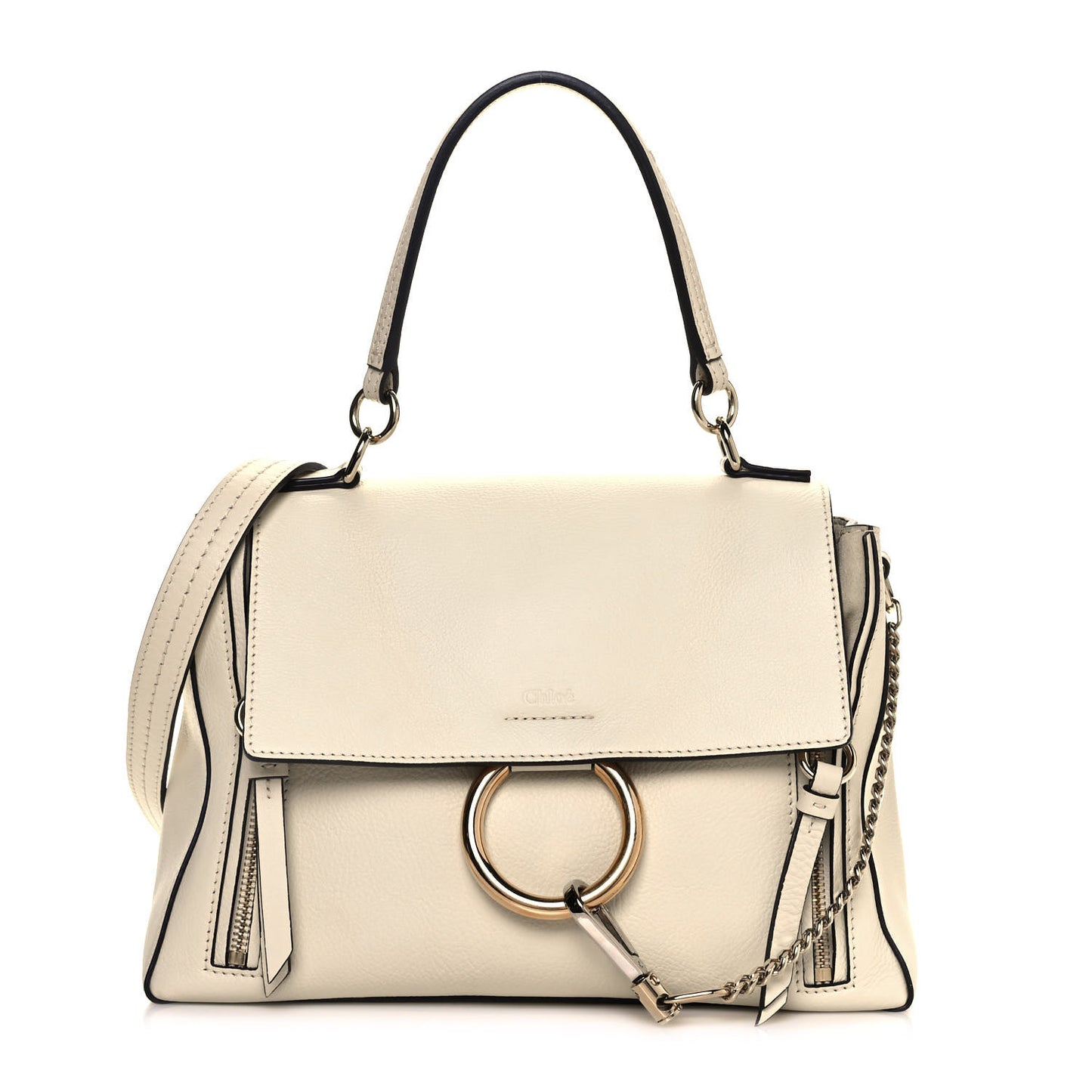 Calfskin Small Faye Day Shoulder Bag Off White