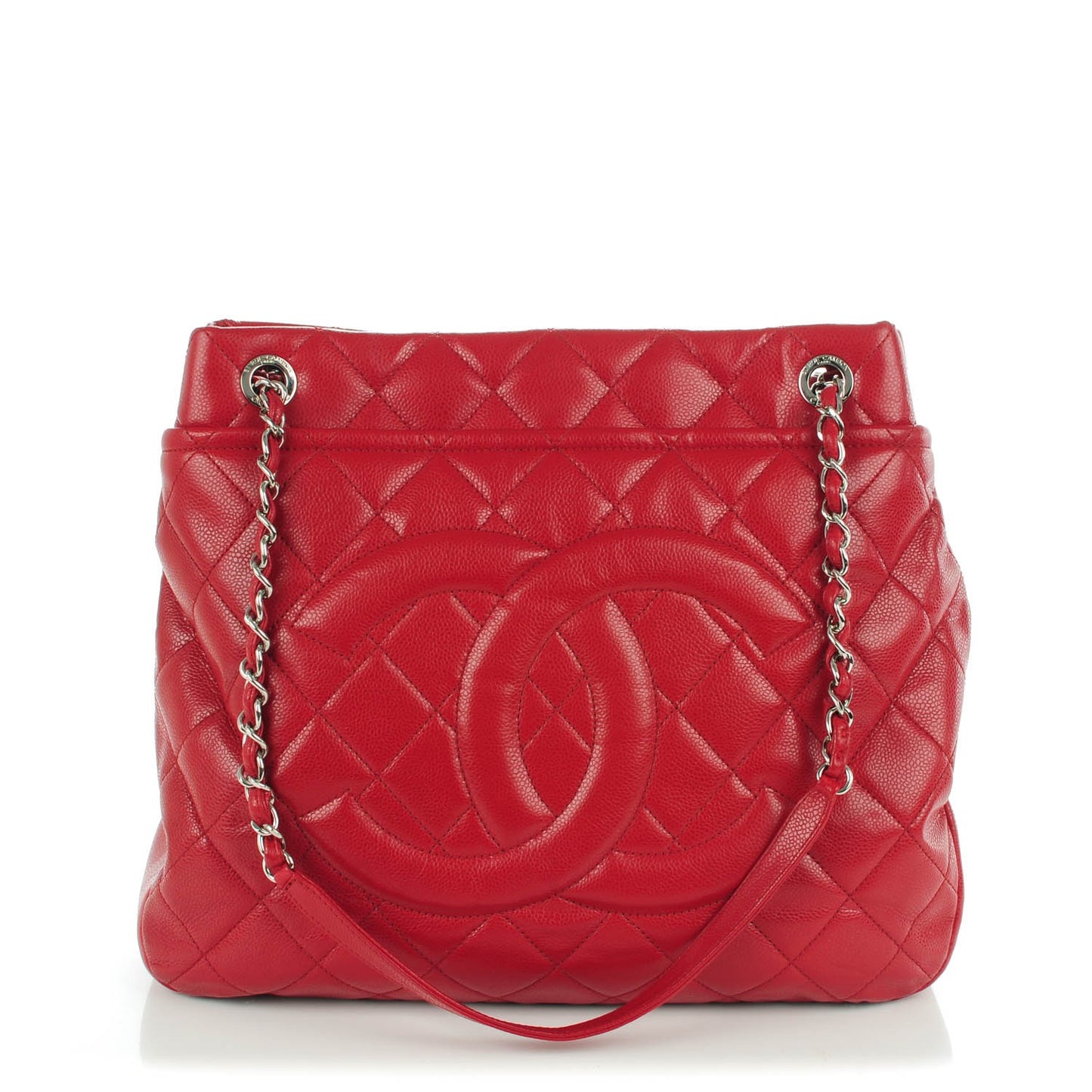 Soft Caviar Large Timeless CC Shopping Tote Red