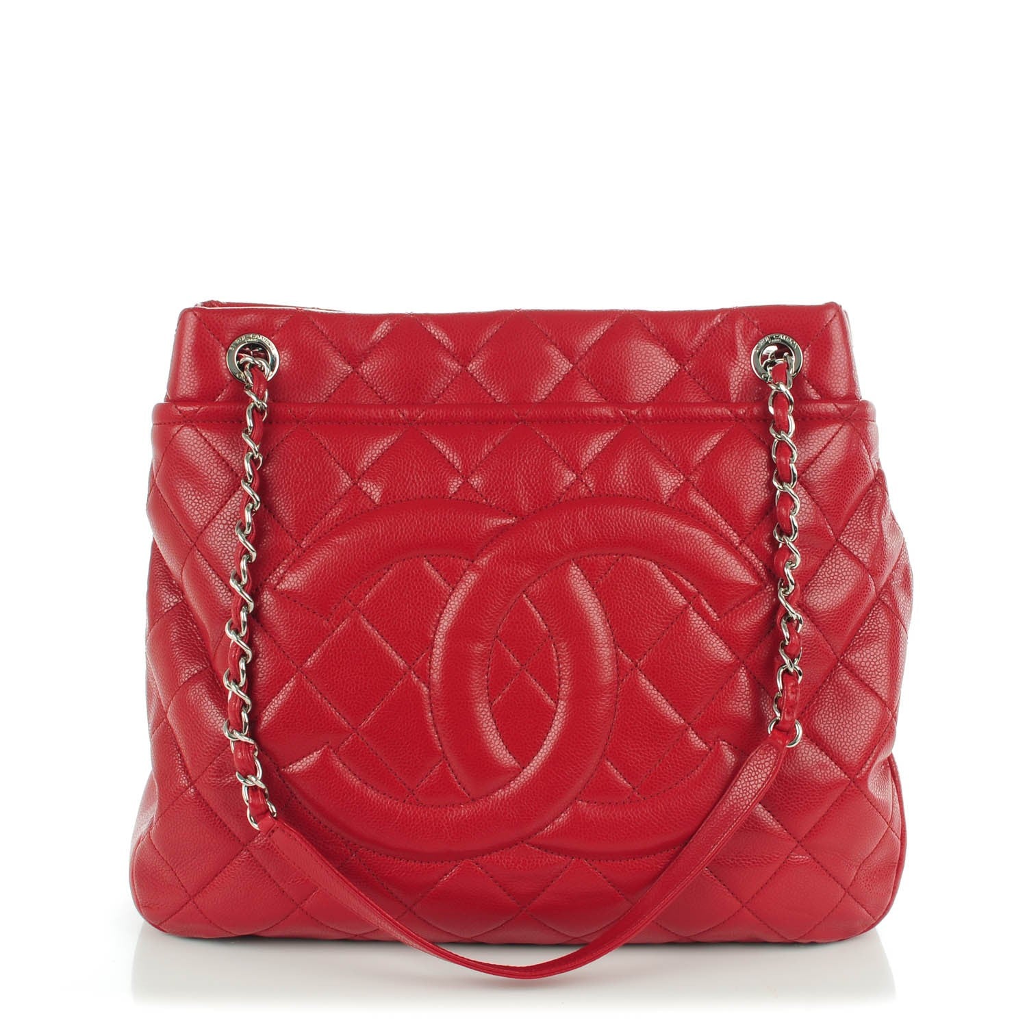 Chanel Soft Caviar Large Timeless CC Shopping Tote Red 1 of 7