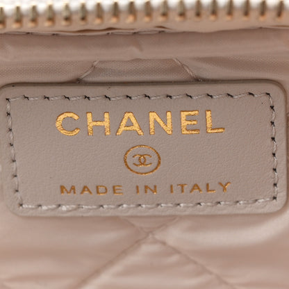 Chanel Caviar Quilted Double Zip Pouch Cosmetic Case Light Grey 6 of 7