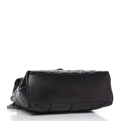 Saint Laurent Lambskin Quilted Medium Loulou Puffer Monogram Chain Satchel Black 4 of 10