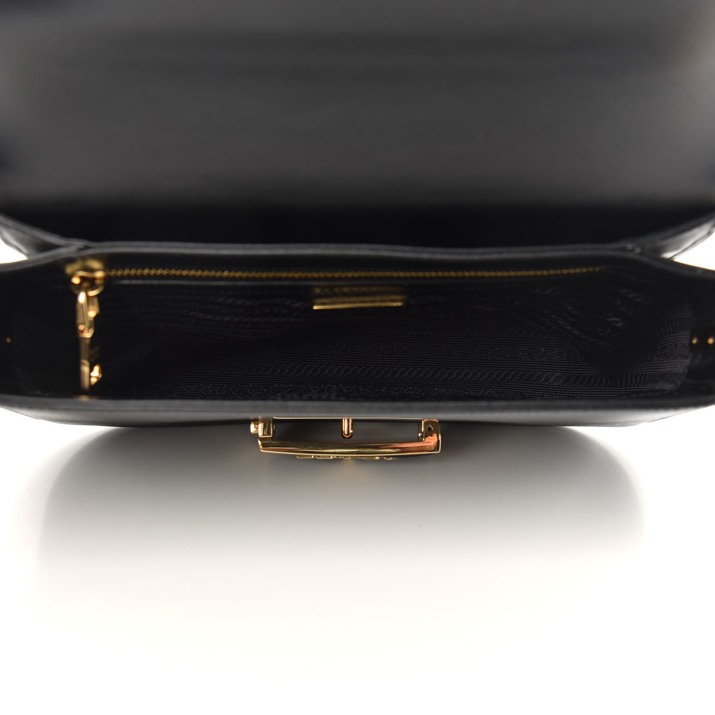 Saffiano Lux Embleme Flap Shoulder Bag Black