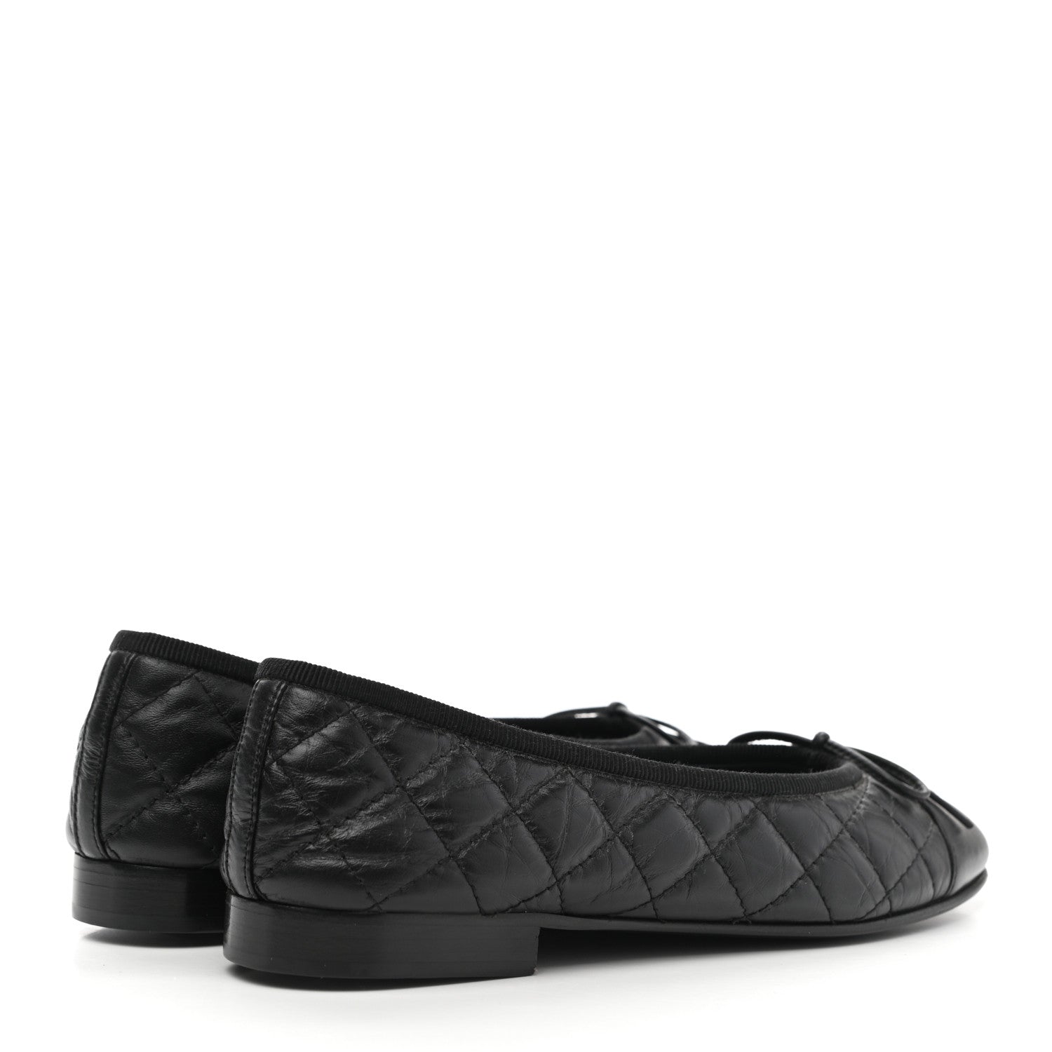 Chanel Aged Calfskin Quilted CC Cap Toe Ballerina Flats 35.5 Black 4 of 8