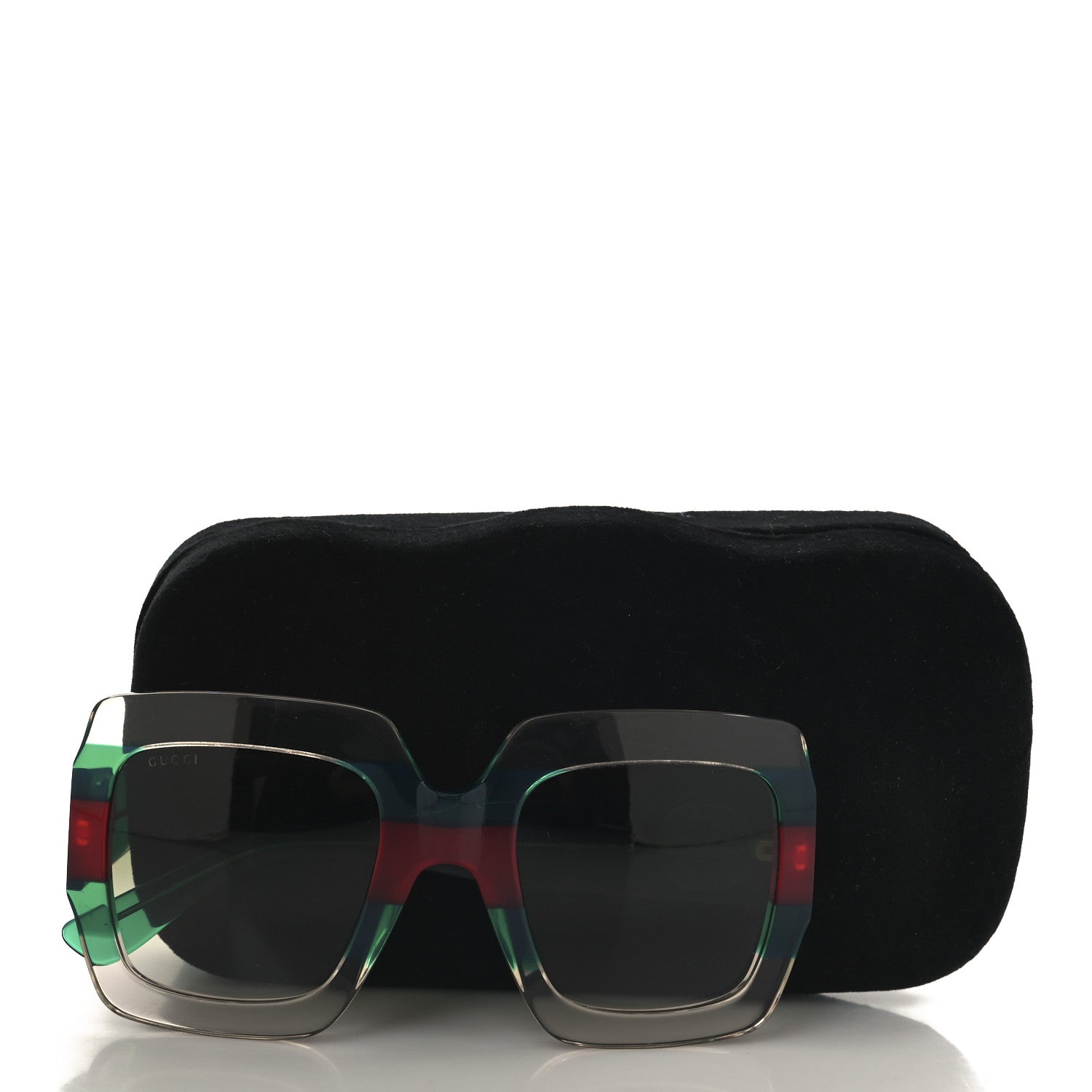Gucci Square Web Frame GG0178S Sunglasses Green Red 7 of 7