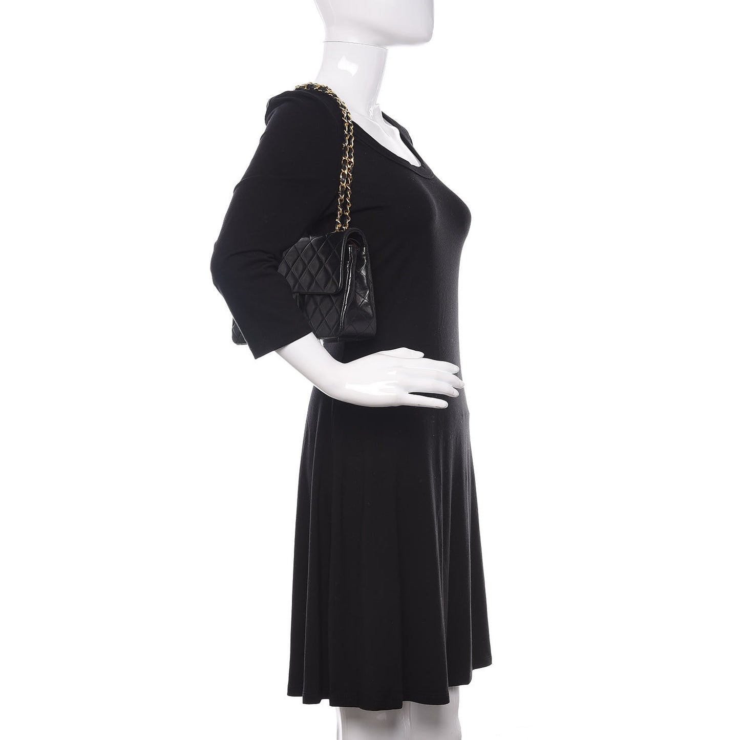 Lambskin Quilted Small Double Flap Black