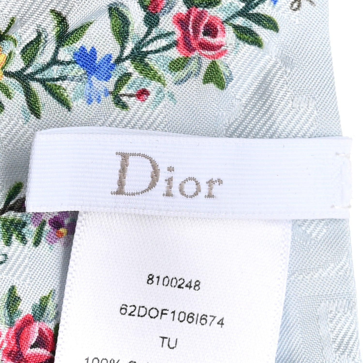 Christian Dior Silk Dioramour Revolution Flowers Mitzah Scarf Blue