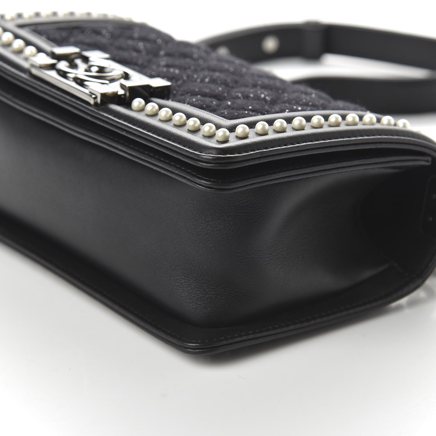 Chanel Calfskin Pearl Tweed Small Boy Flap Black 7 of 10