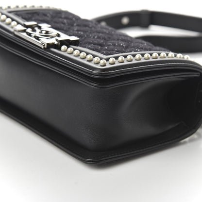 Chanel Calfskin Pearl Tweed Small Boy Flap Black 7 of 10