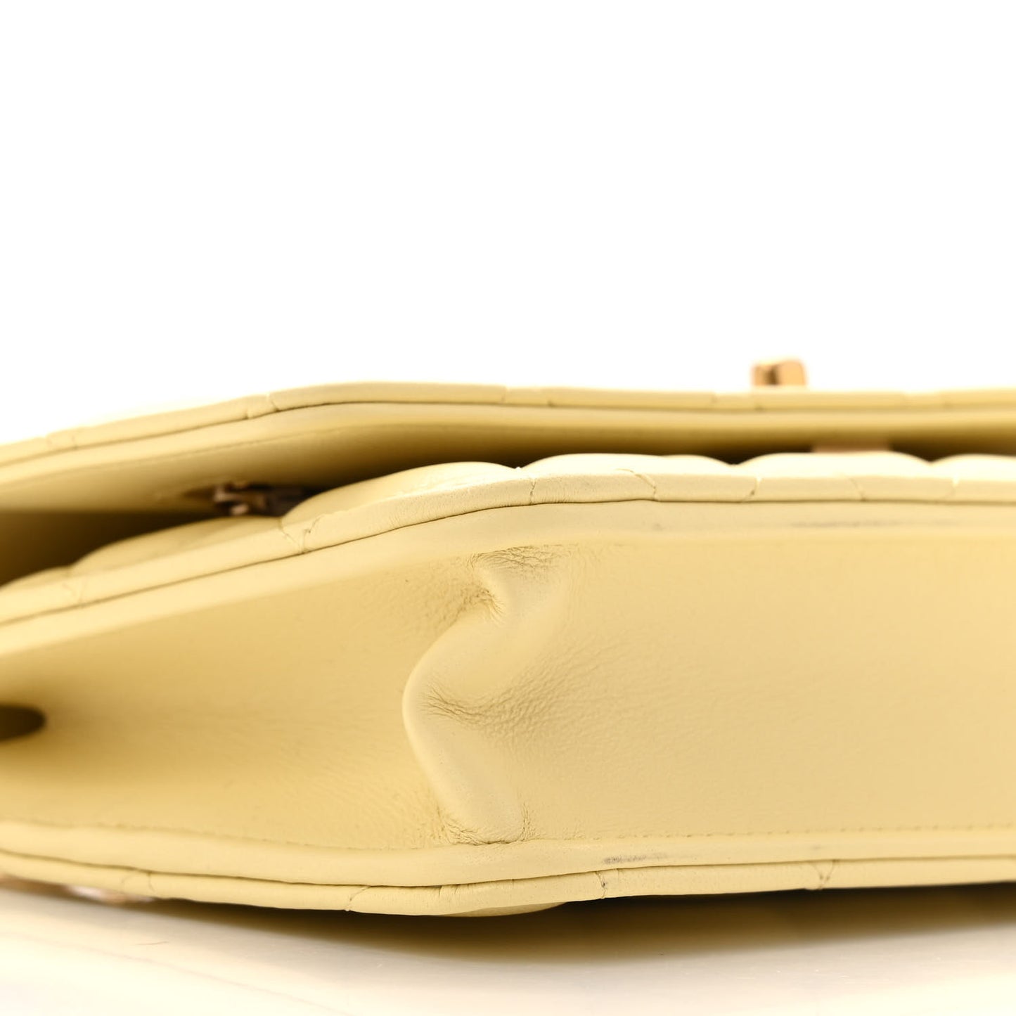 Lambskin Quilted Sweet Camellia Wallet on Chain WOC Light Yellow