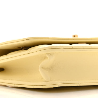 Chanel Lambskin Quilted Sweet Camellia Wallet on Chain WOC Light Yellow 10 of 14