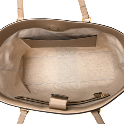 Gucci GG Supreme Monogram Textured Dollar Calfskin Web Medium Ophidia Shopping Tote Beige Mystic White Oatmeal 5 of 10