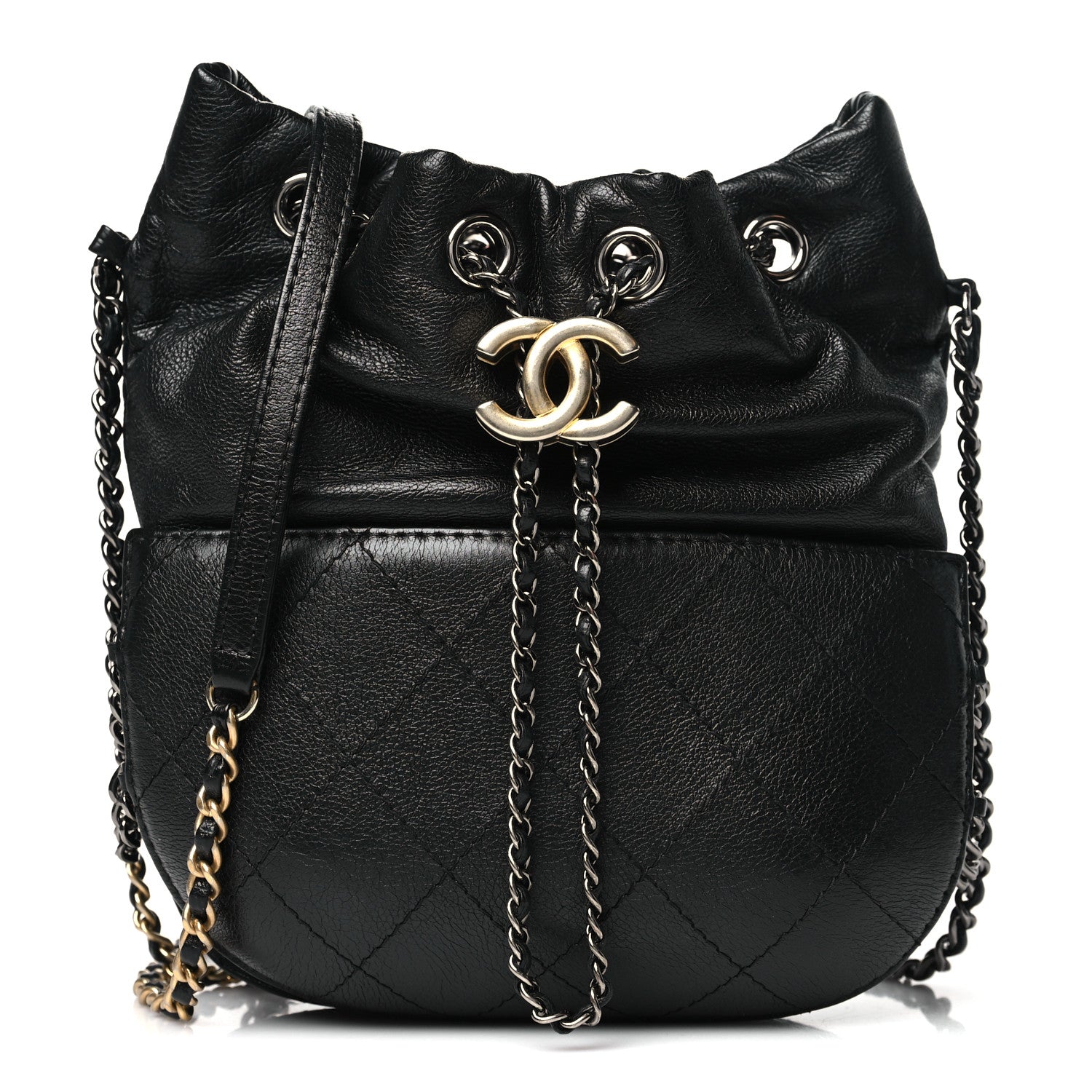 Chanel Calfskin Quilted Small Gabrielle Bucket Black 1 of 11