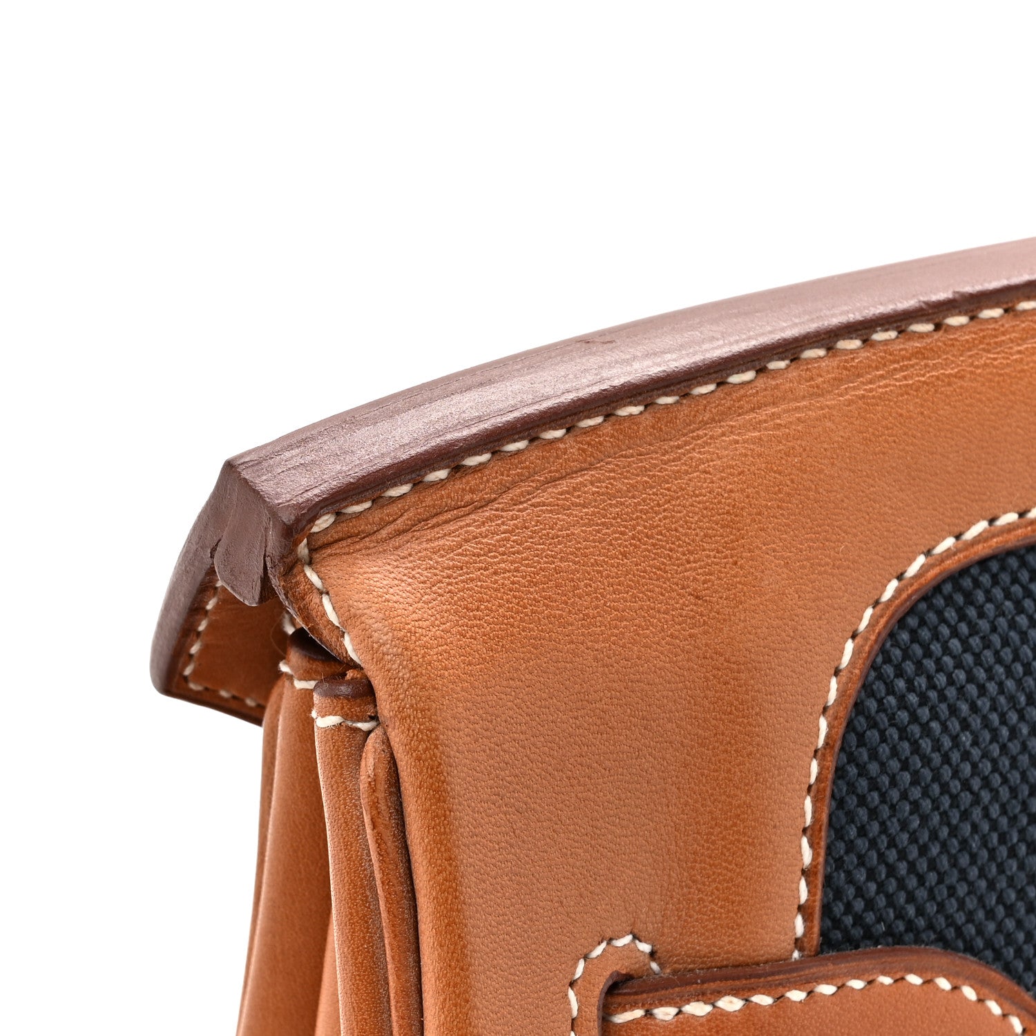 Hermes Toile Natural Barenia Flag Birkin 35 Fauve Bleu Indigo Bleu Thalassa 16 of 19