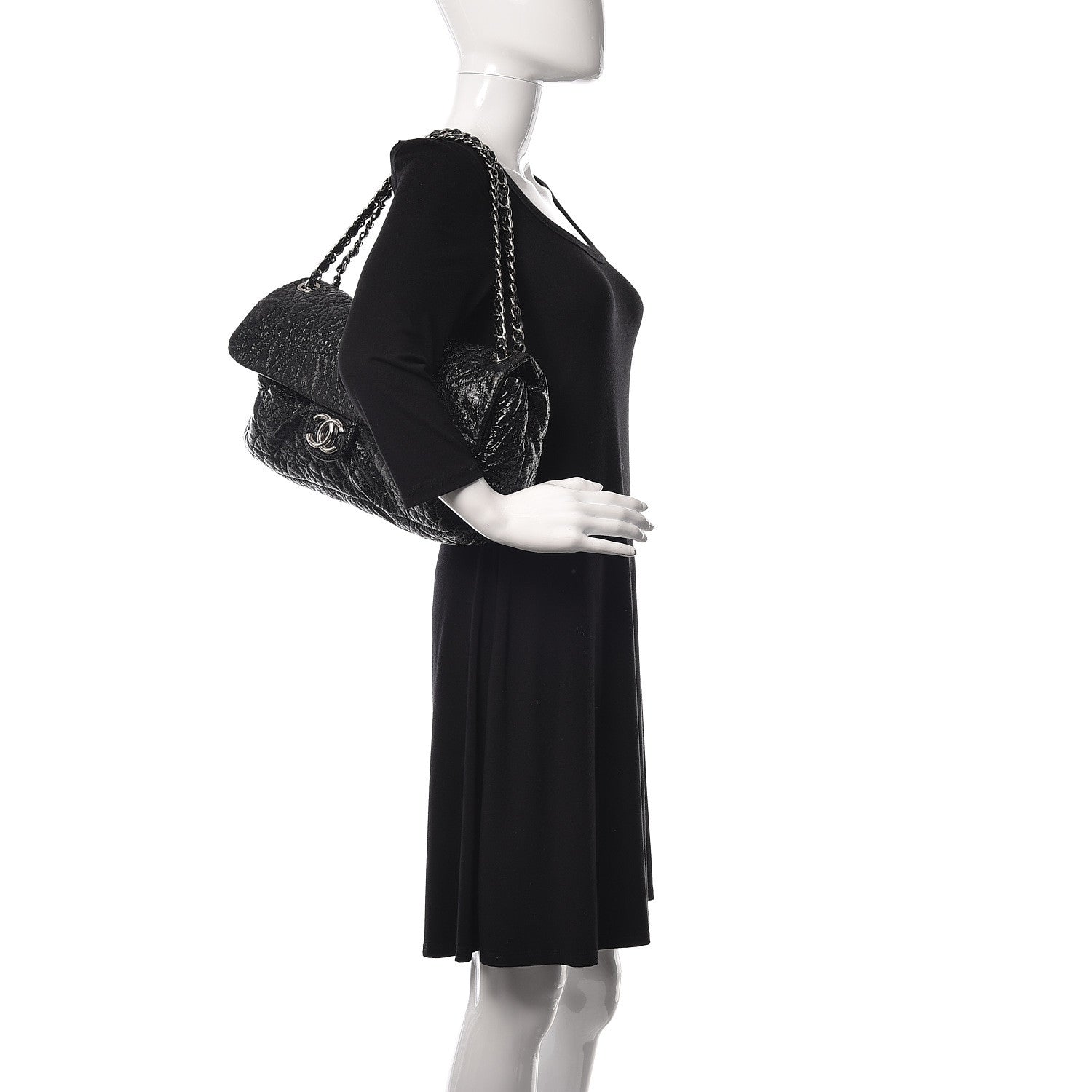 Chanel Vinyl Graphic Edge Flap Black 2 of 15
