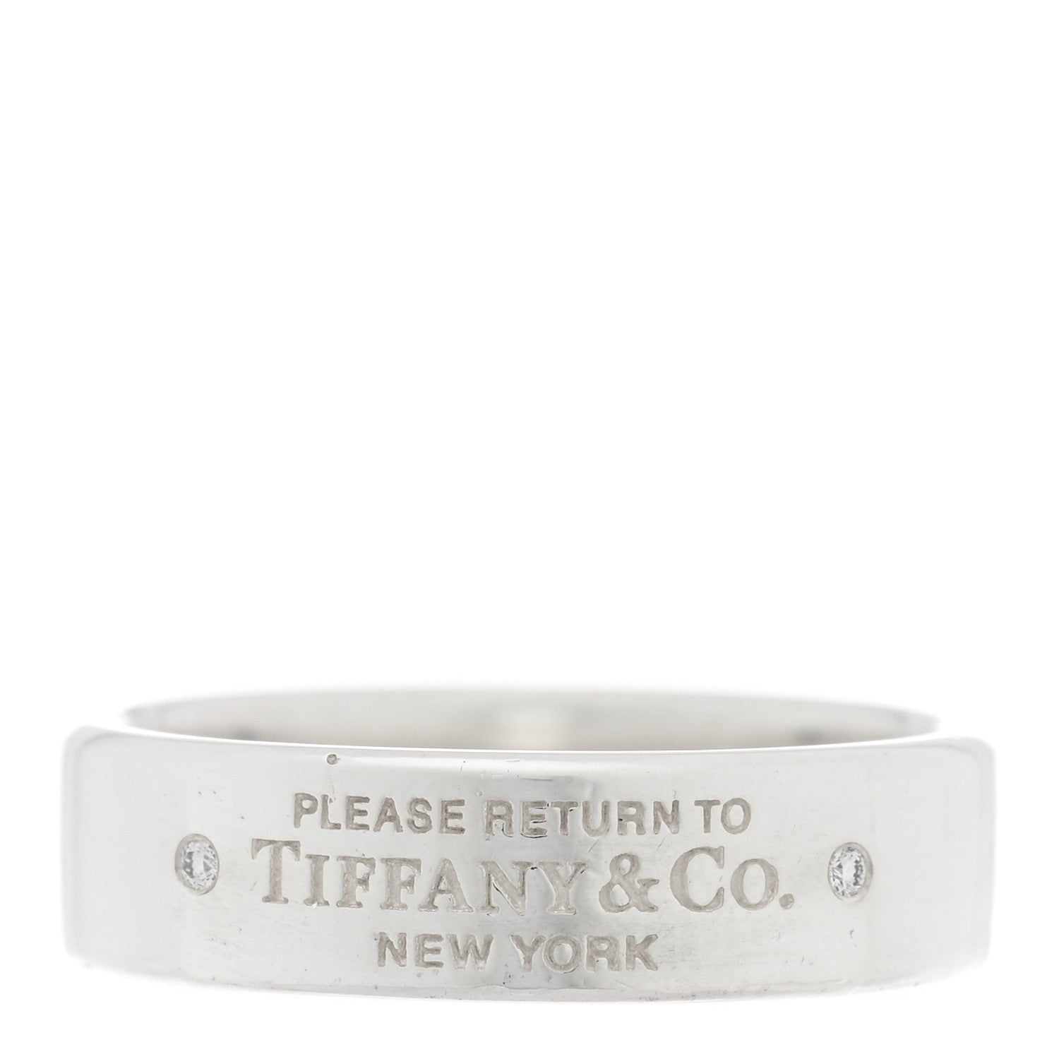 Tiffany Sterling Silver Diamond Return to Tiffany Narrow Ring 63 10.5 1 of 4