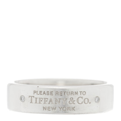 Tiffany Sterling Silver Diamond Return to Tiffany Narrow Ring 63 10.5 1 of 4