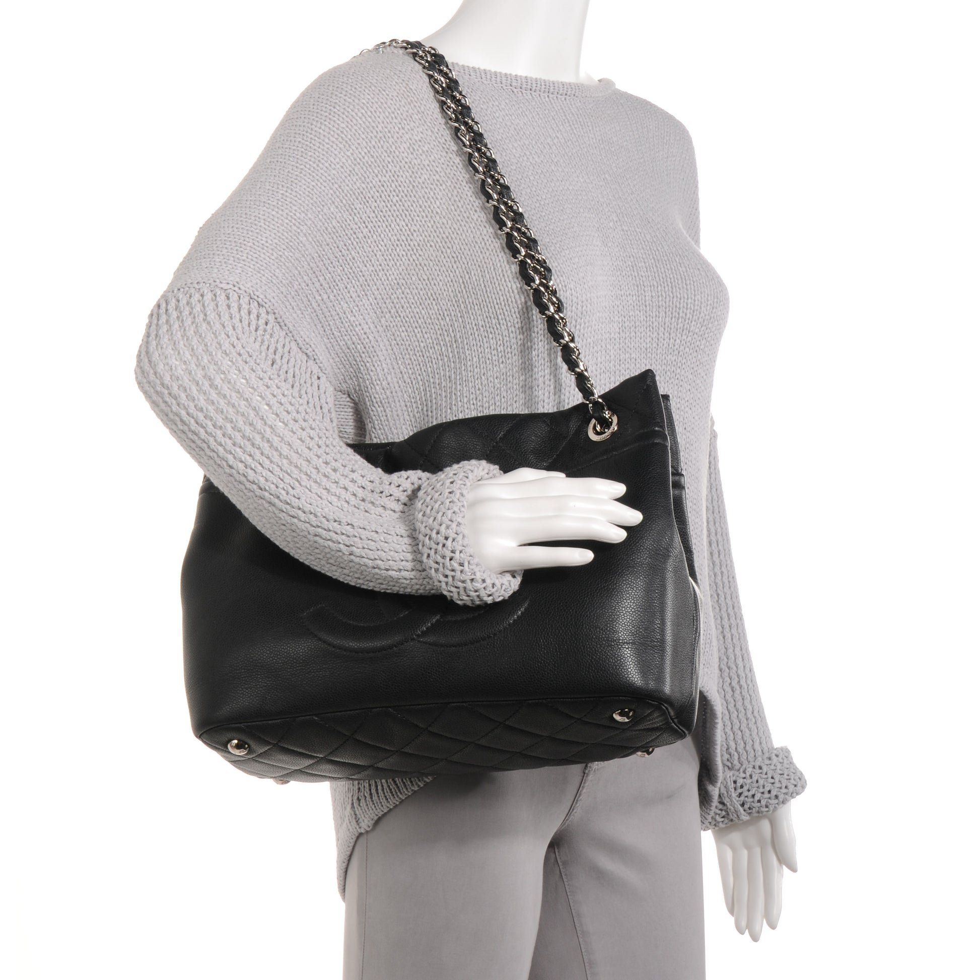 Chanel Caviar Large CC Timeless Soft Tote Black 2 of 8