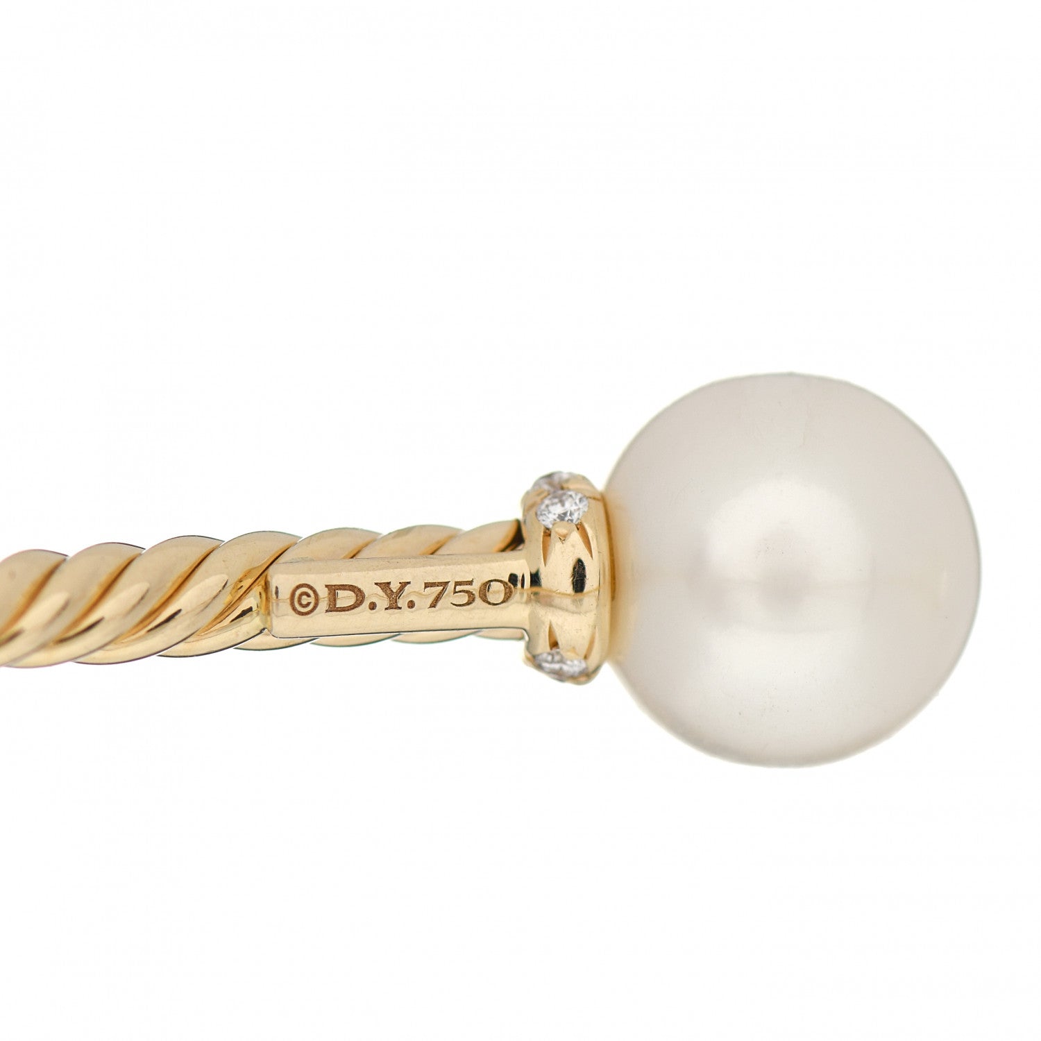 David Yurman 18K Yellow Gold Diamond Pearl 8.5mm Solari Bracelet 4 of 4