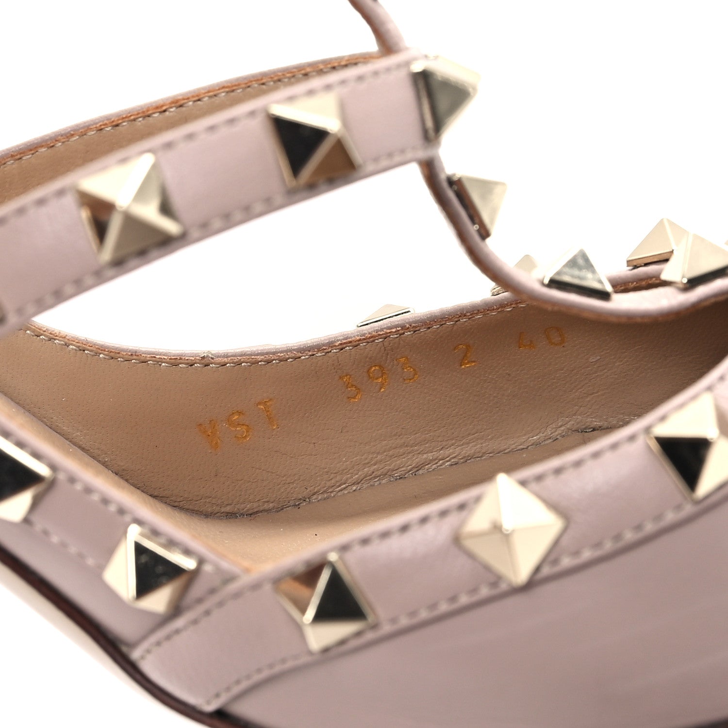 Valentino Garavani Pebbled Calfskin Rockstud Ankle Strap 100mm Pumps 40 Poudre 9 of 11