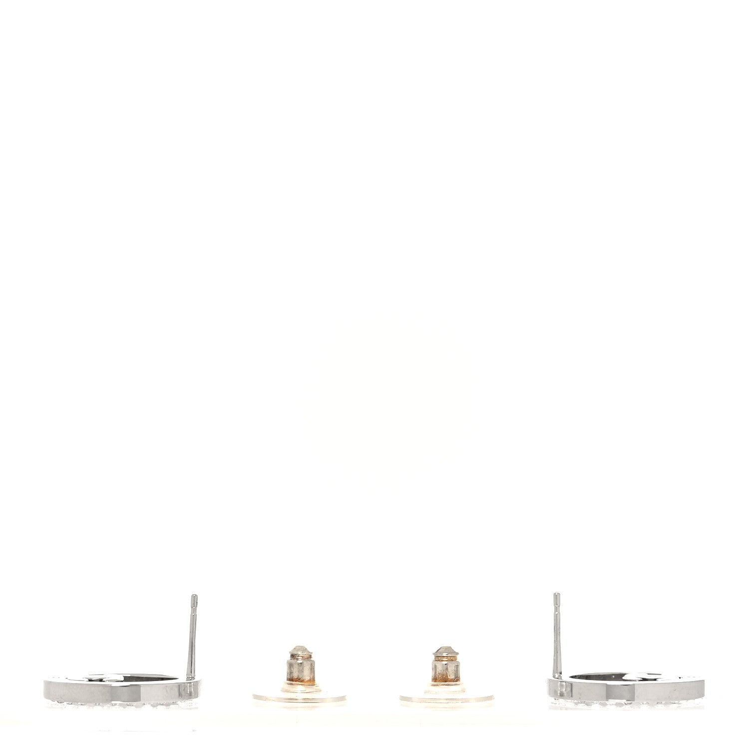 Chanel Crystal CC Round Earrings Silver 3 of 5