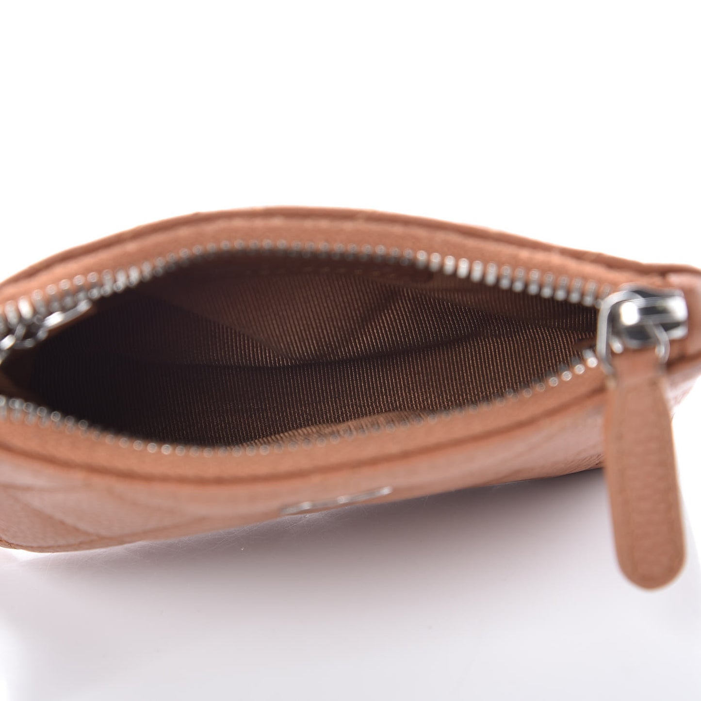 Caviar Quilted Key Holder Case Light Brown