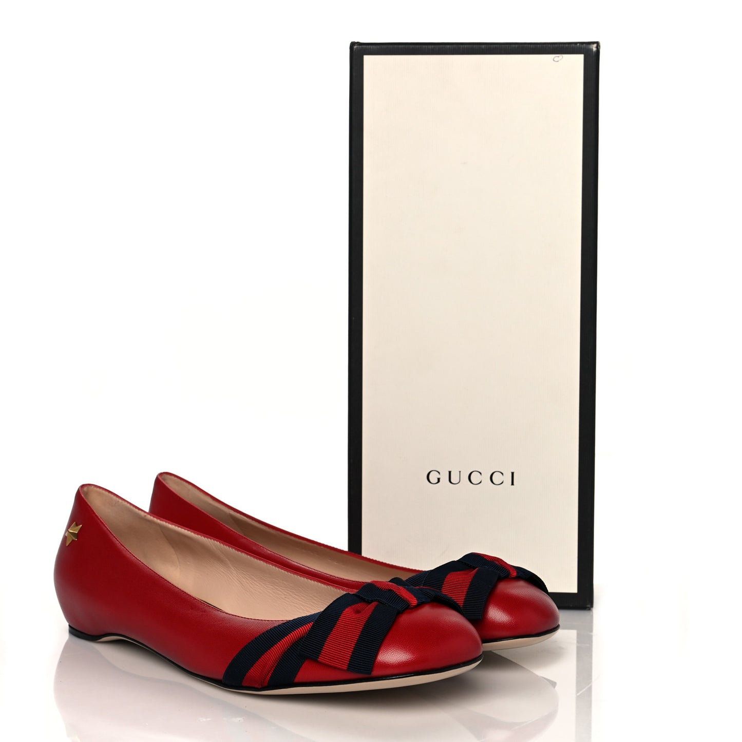 Calfskin Web Bow Ballerina Flat 38.5 Red