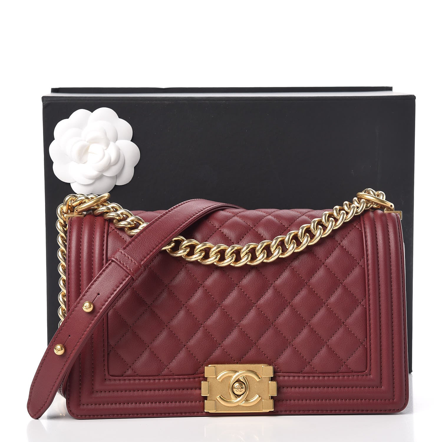 Chanel Calfskin Quilted Medium Boy Flap Burgundy 13 of 13