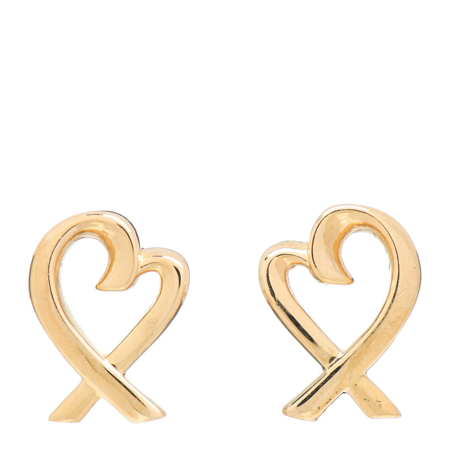 Tiffany 18K Yellow Gold Mini Paloma Picasso Loving Heart Earrings 1 of 4