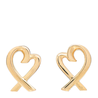Tiffany 18K Yellow Gold Mini Paloma Picasso Loving Heart Earrings 1 of 4