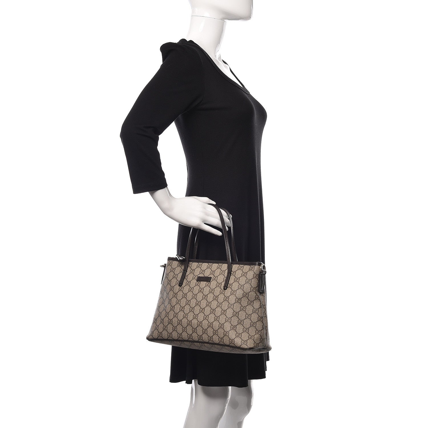 Gucci GG Supreme Monogram Small Zippered Tote Dark Brown 2 of 11