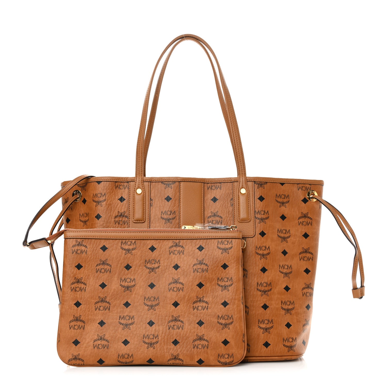 MCM Visetos Medium Liz Reversible Shopper Tote Cognac 2 of 18