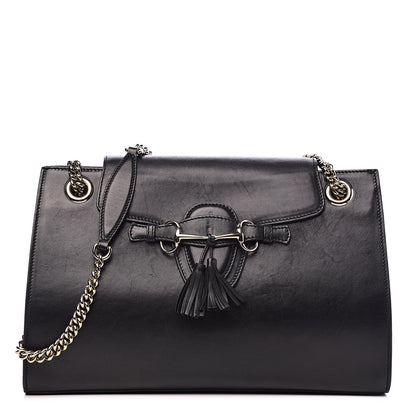 Gucci Saddle Soft Lux Large Emily Chain Shoulder Bag Black 1 of 17