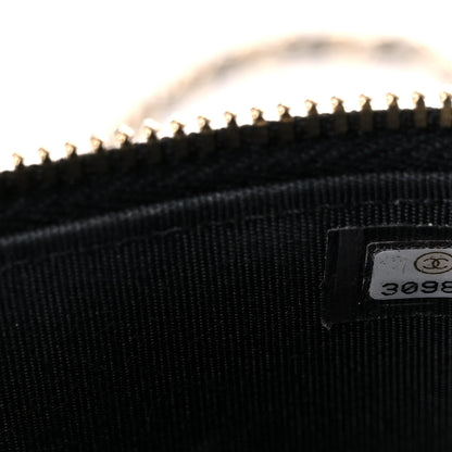 Chanel Raffia Jute Striped Small Vanity Case With Chain Black Beige 7 of 12